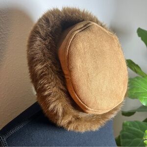 Betmar New York Women’s Faux Suede Tan Hat with Faux Fur Trim Size: O/S